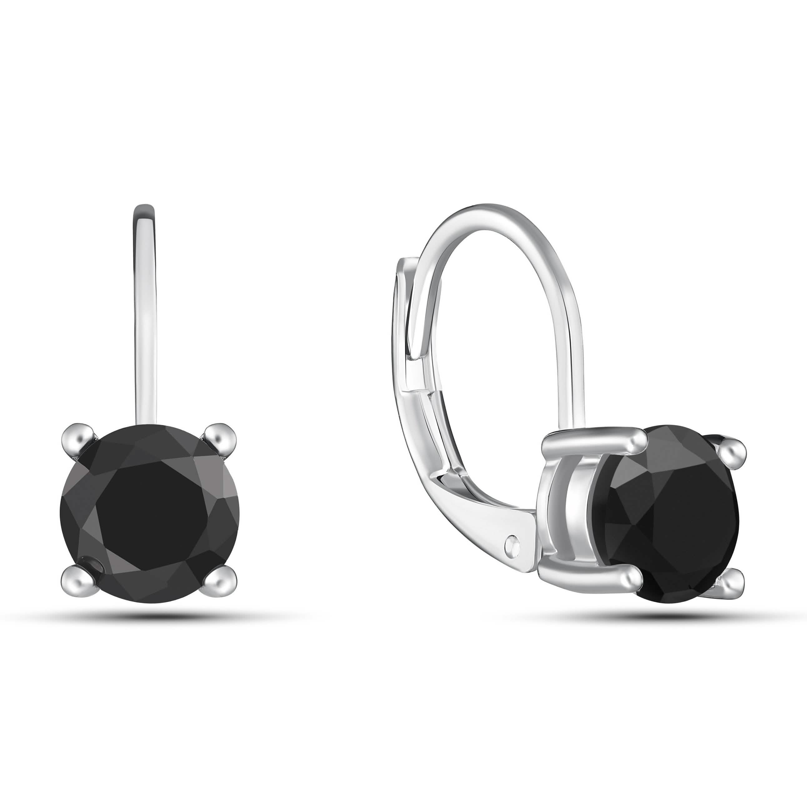 Round Cut Gemstone Leverback Earrings Earrings Black - DailySale