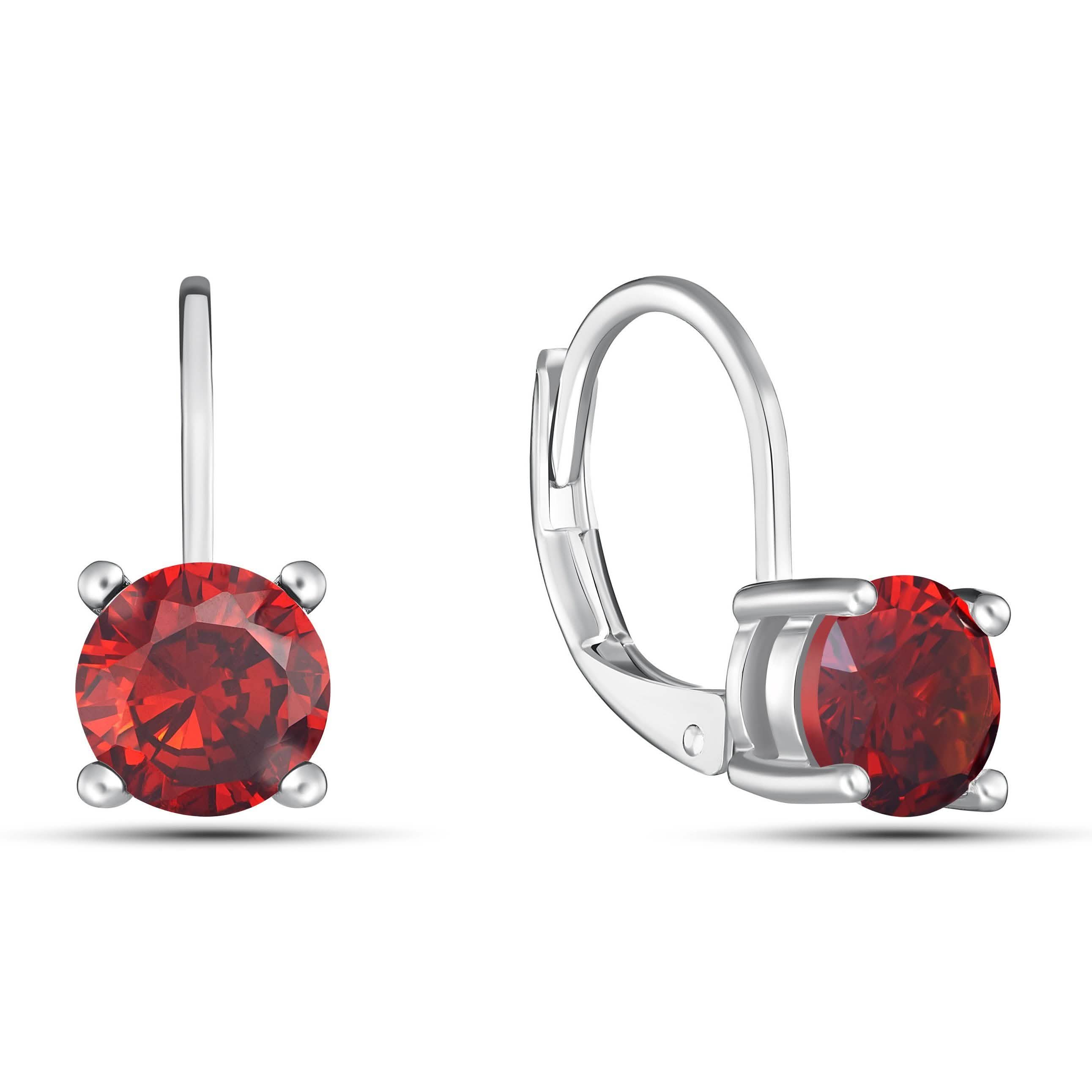 Round Cut Gemstone Leverback Earrings Earrings Red - DailySale