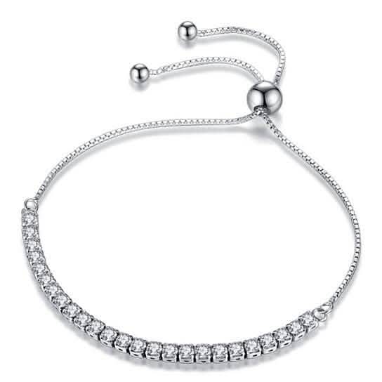 Round Cut Swarovski Elements Crystal Adjustable Tennis Bracelet Jewelry - DailySale