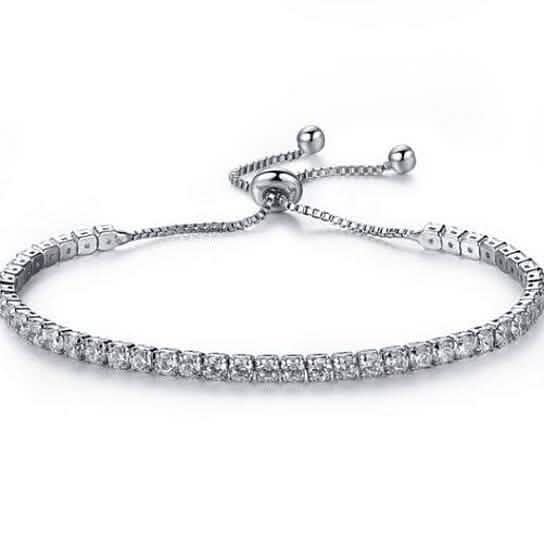 Round Cut Swarovski Elements Crystal Adjustable Tennis Bracelet Jewelry - DailySale