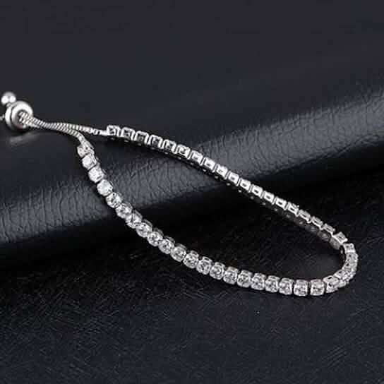 Round Cut Swarovski Elements Crystal Adjustable Tennis Bracelet Jewelry - DailySale