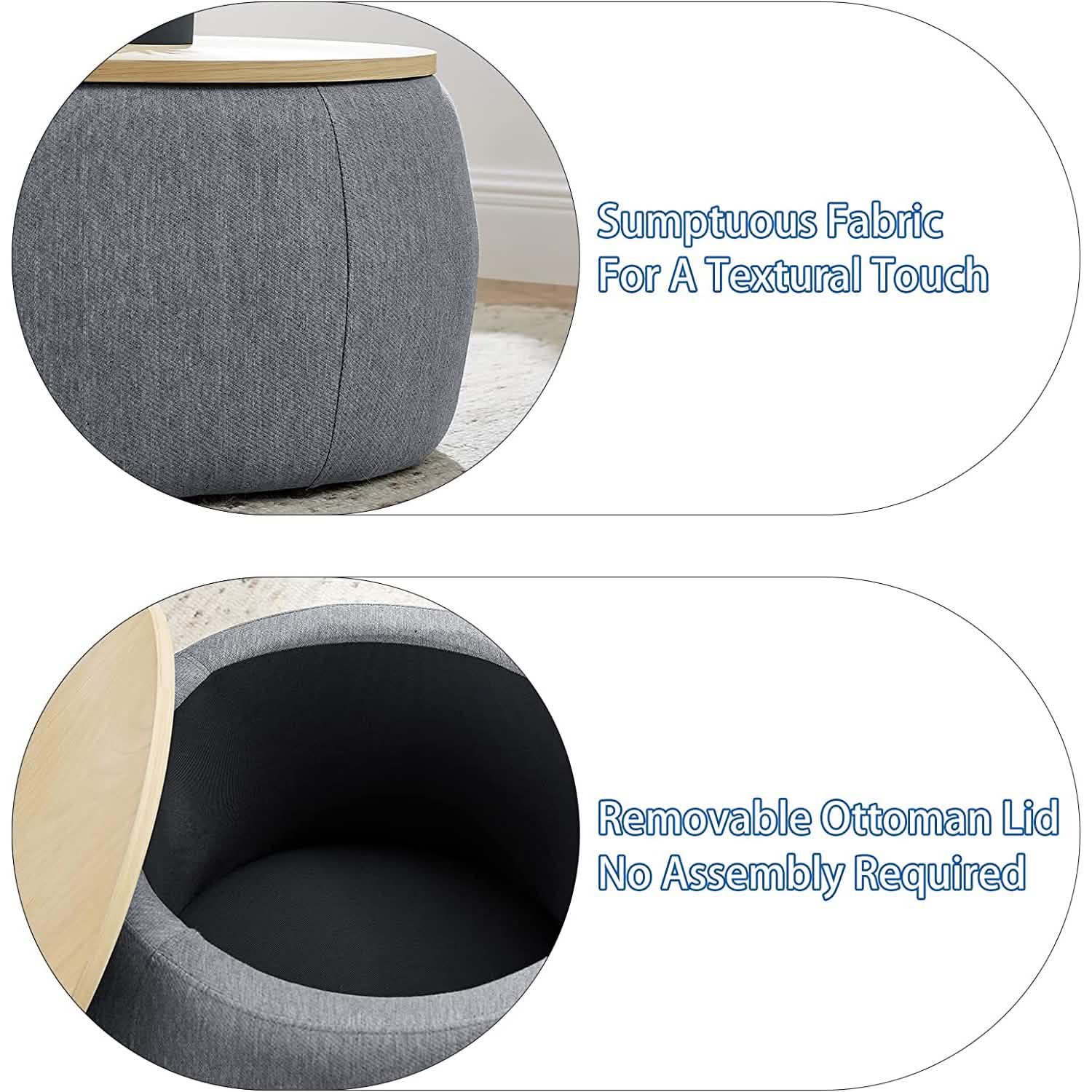 Round Storage Ottoman Coffee Table Furniture & Decor - DailySale