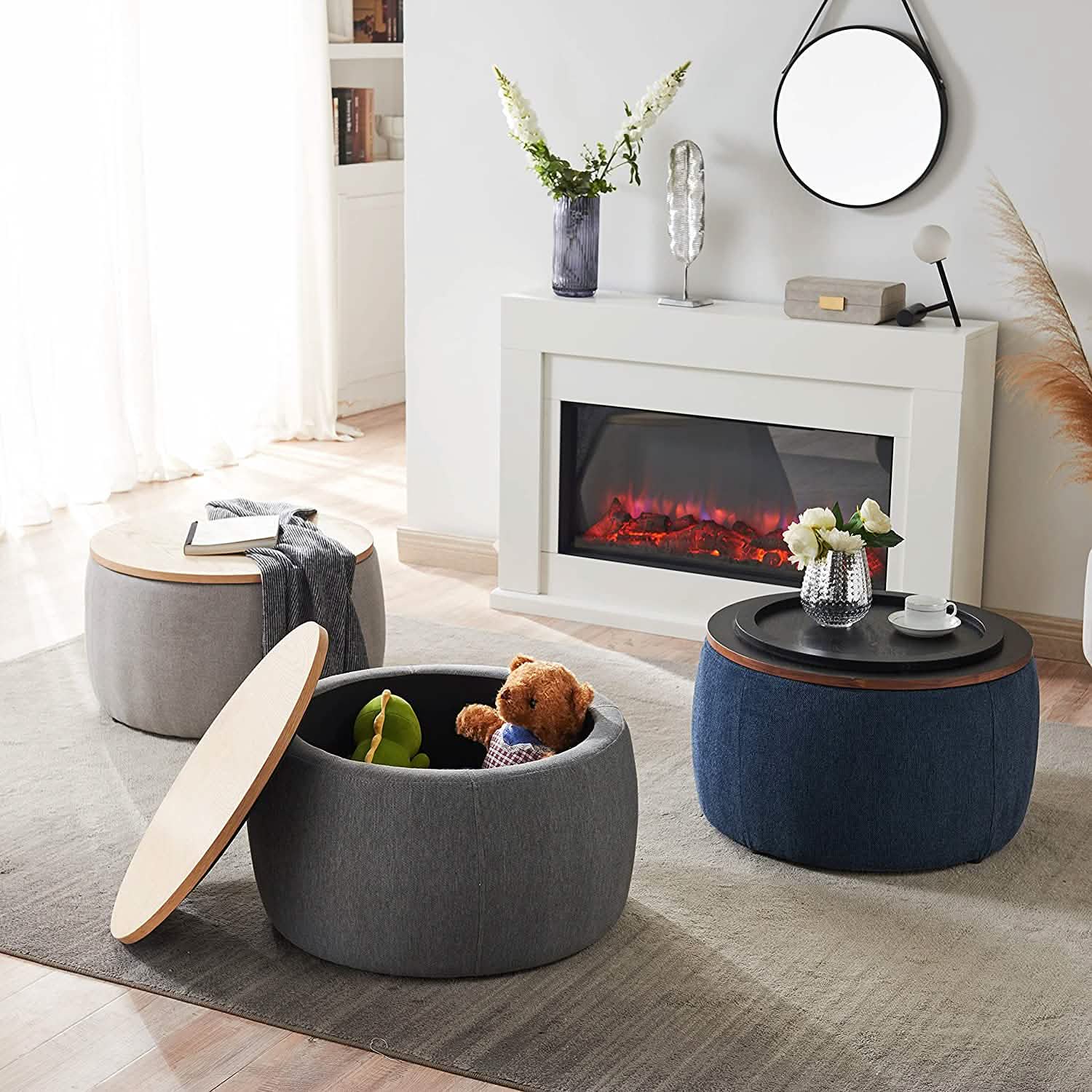 Round Storage Ottoman Coffee Table Furniture & Decor - DailySale