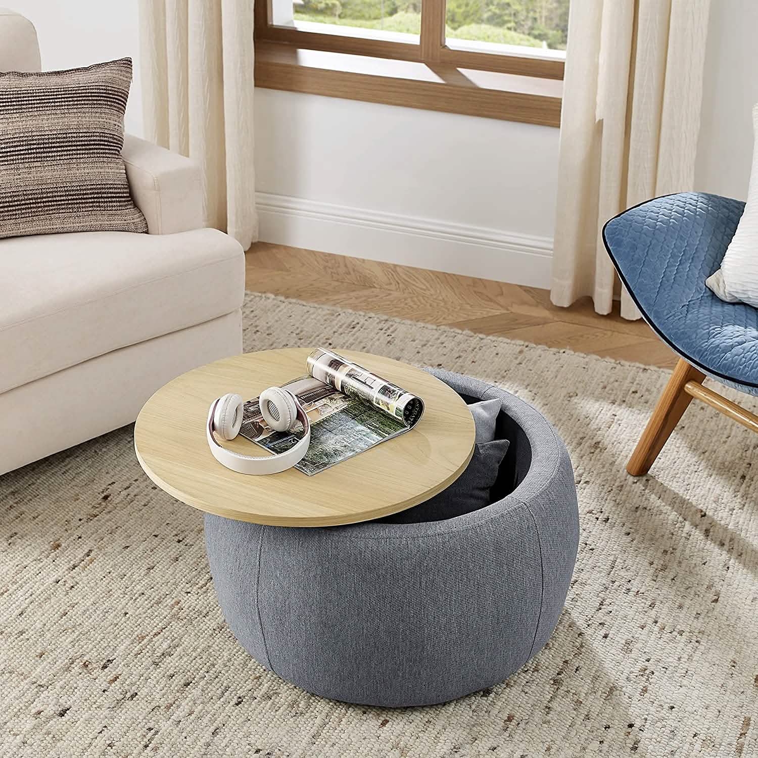 Round Storage Ottoman Coffee Table Furniture & Decor - DailySale