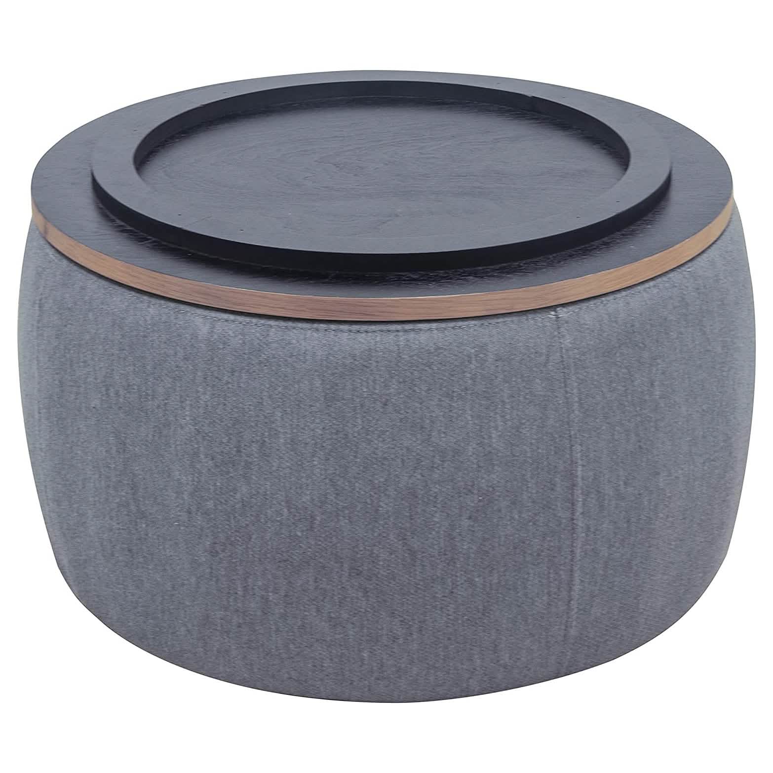 Round Storage Ottoman Coffee Table Furniture & Decor Dark Gray - DailySale