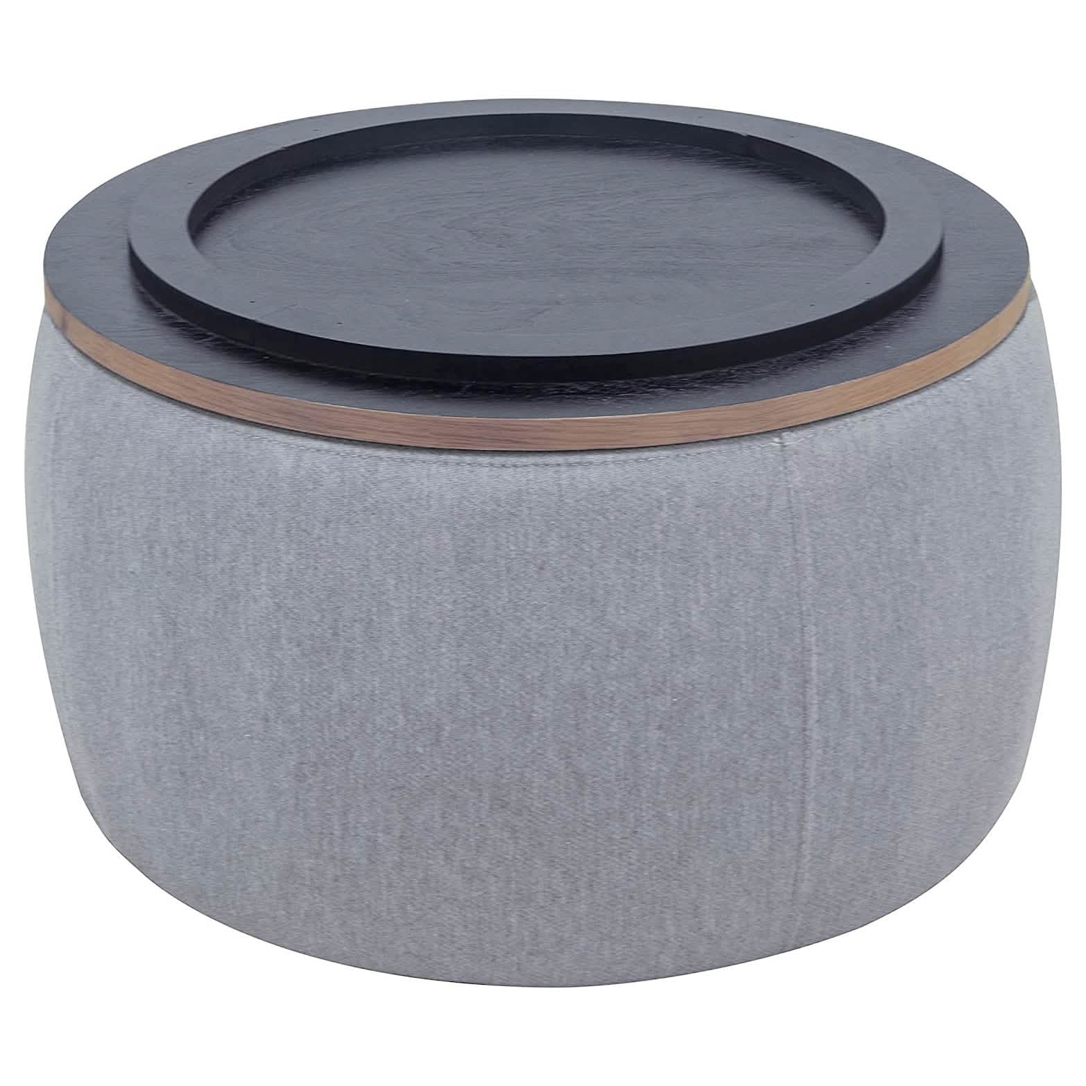 Round Storage Ottoman Coffee Table Furniture & Decor Gray - DailySale