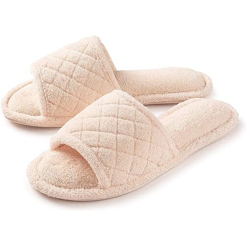 Roxoni Ultra Soft Spa Slippers for Women Cozy, Fuzzy Terry Bathroom, House and Shower Shoes