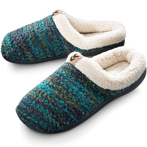 Roxoni Womens Knitted Fleece Lined Clog Slippers Warm House Shoe Women's Shoes & Accessories Blue 6 - DailySale