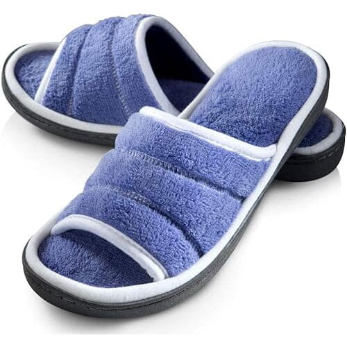 Roxoni Women's Slippers Open Toe Slide Spa Terry Cloth Women's Shoes & Accessories Blue 6-7 - DailySale