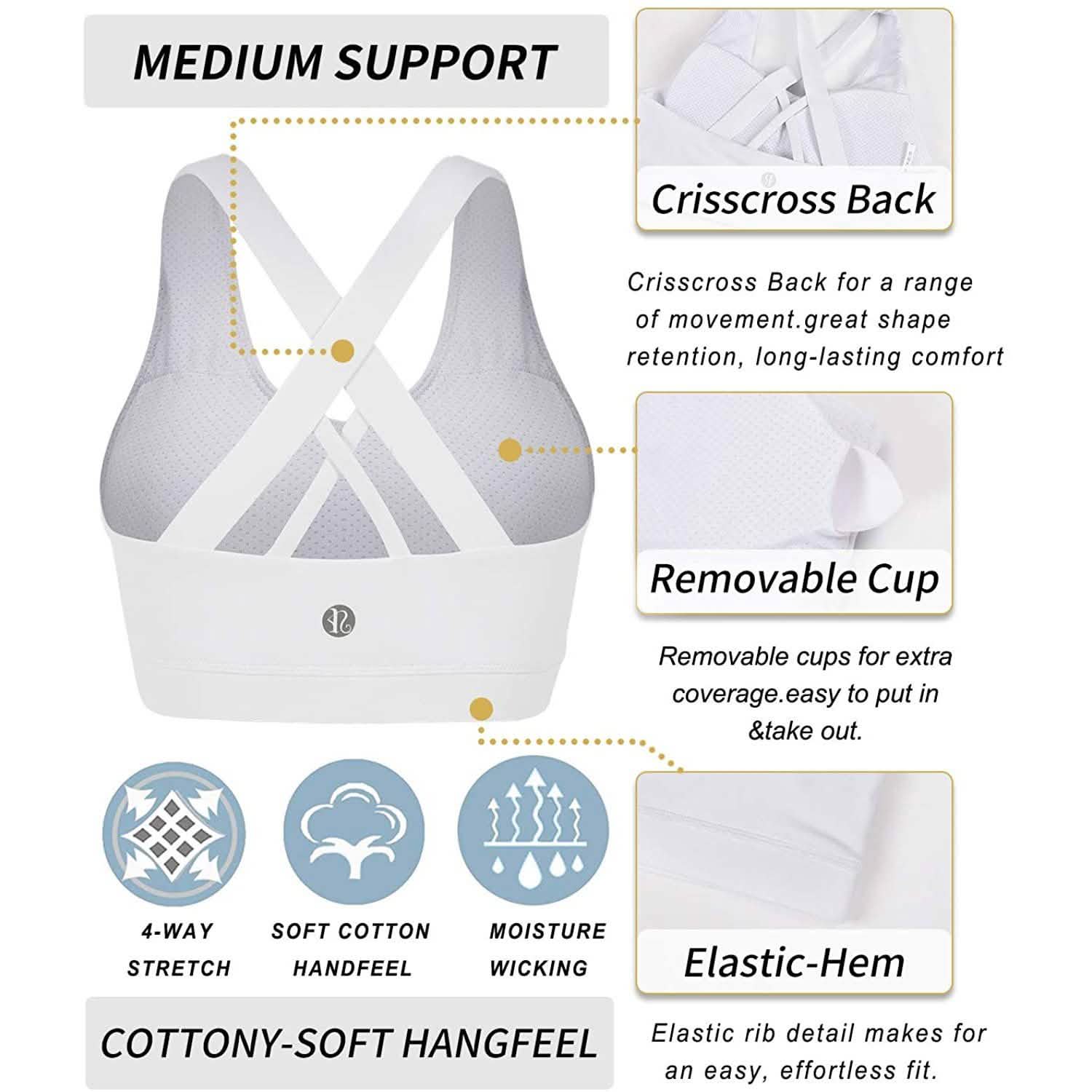 RUNNING GIRL Criss-Cross Back Padded Strappy Sports Bra Women's Clothing - DailySale