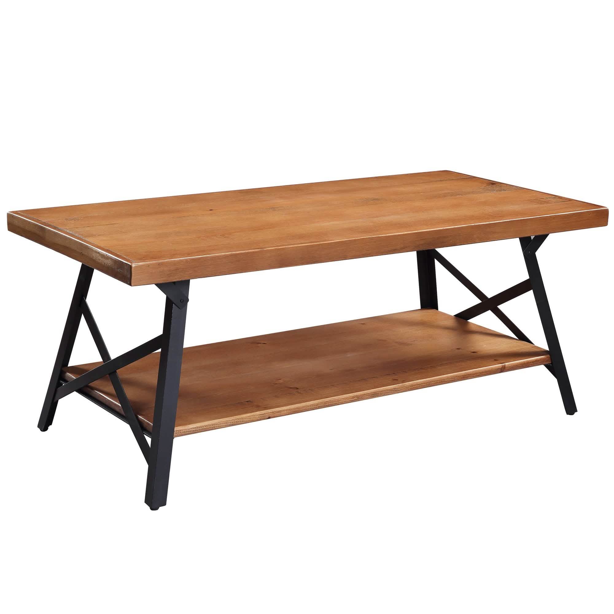 Rustic Coffee Table with Storage & Metal Legs, Brown 43" Furniture & Decor - DailySale