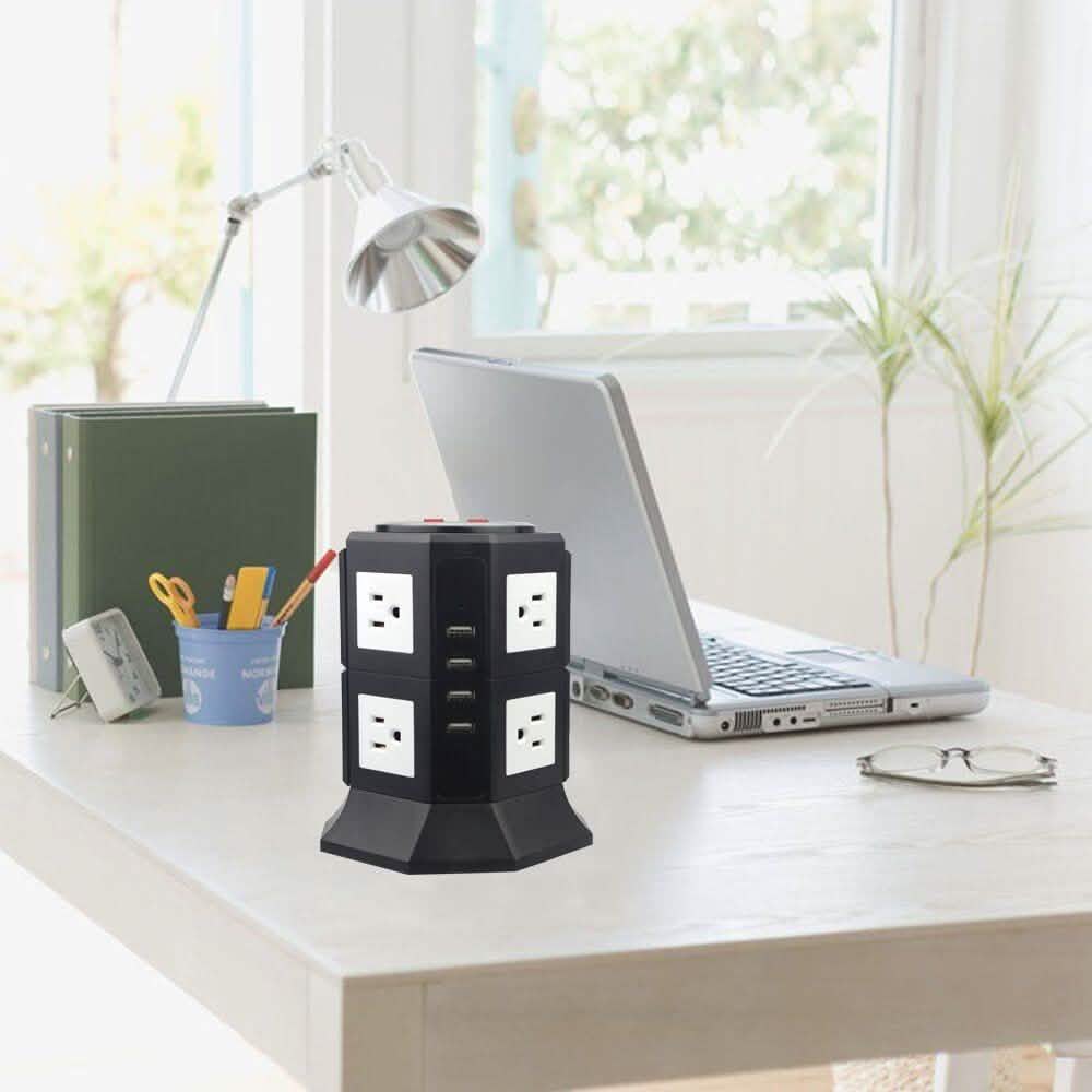 Safemore 8-Outlet Desktop Surge Protector with 4 USB Ports - Assorted Colors Gadgets & Accessories - DailySale