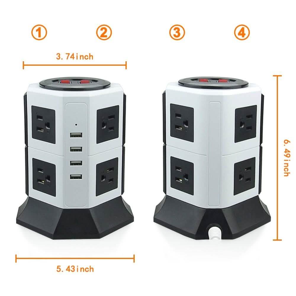 Safemore 8-Outlet Desktop Surge Protector with 4 USB Ports - Assorted Colors Gadgets & Accessories - DailySale
