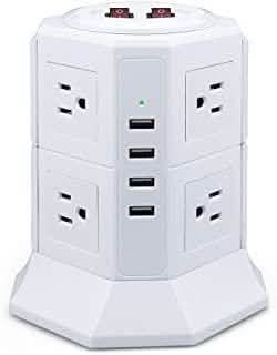 Safemore 8-Outlet Desktop Surge Protector with 4 USB Ports Gadgets & Accessories White - DailySale