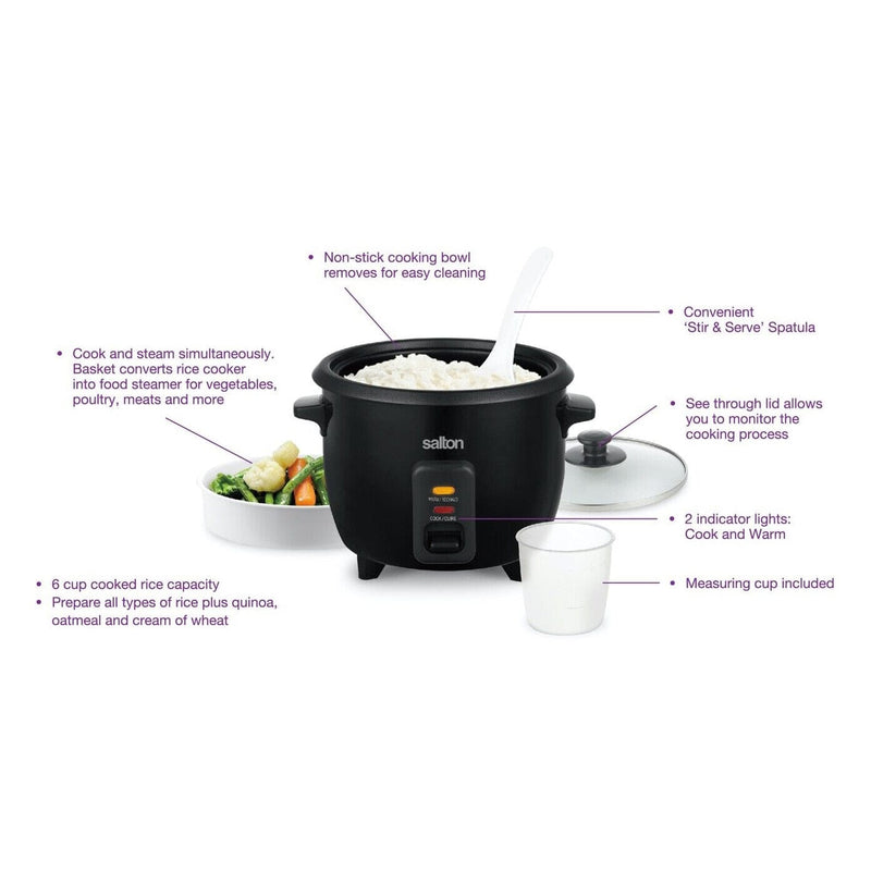 Salton Automatic 6-Cup Rice Cooker Kitchen Appliances - DailySale