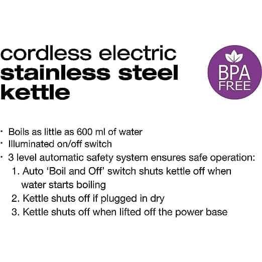 Salton Cordless Electric Stainless Steel Kettle Kitchen Appliances - DailySale