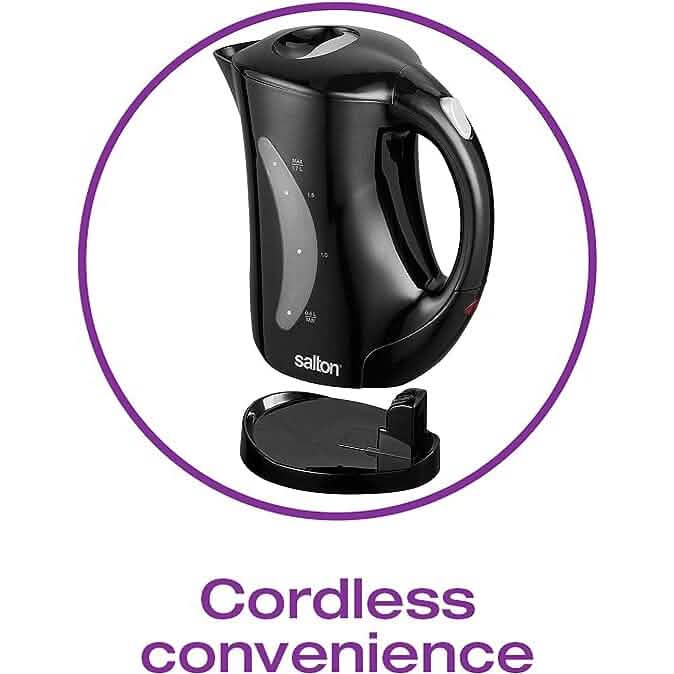 Salton Cordless Jug Kettle 1.7 Liter/Quart - Black Kitchen Appliances - DailySale