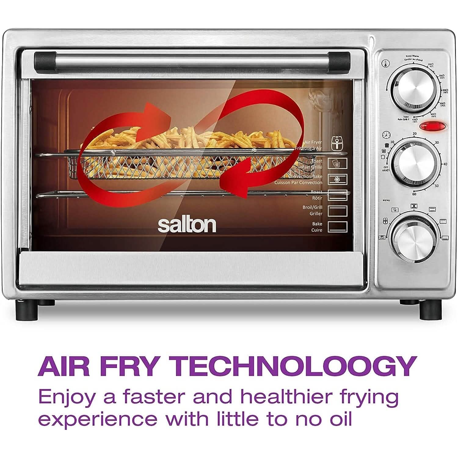 Salton Stainless Steel Air Fryer Toaster Oven Kitchen Appliances - DailySale