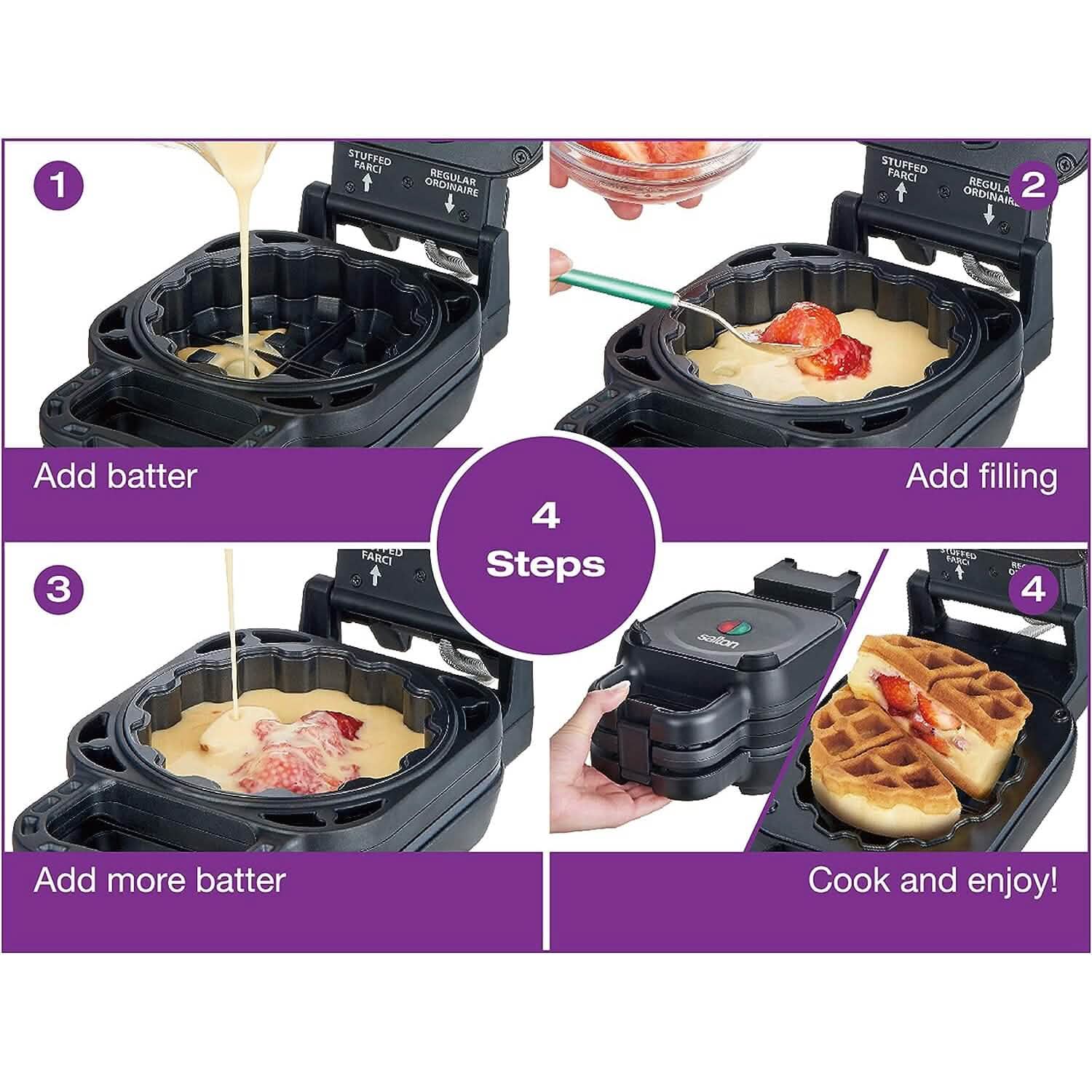 Salton Stuffed Belgian Waffle Maker Kitchen Appliances - DailySale