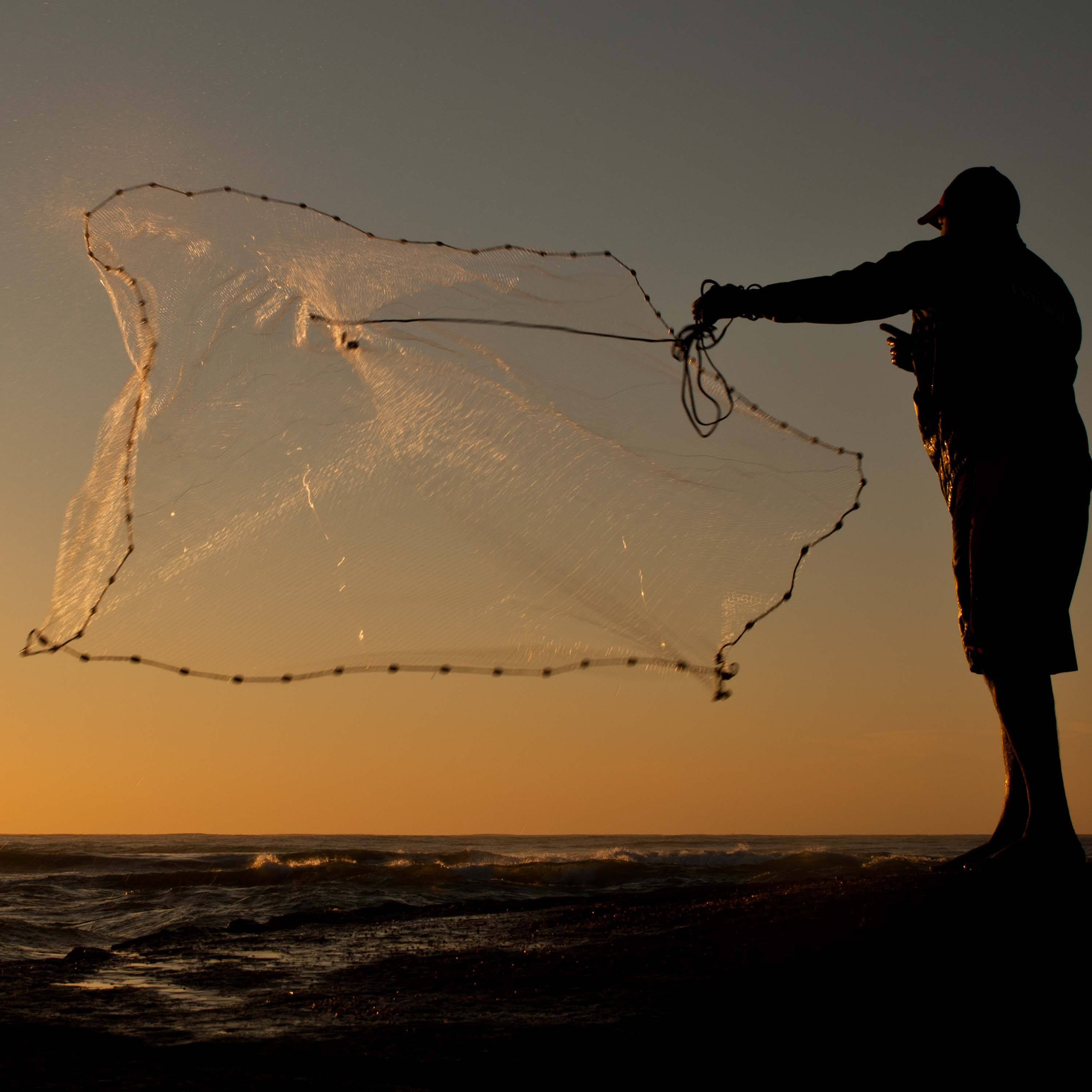 6ft-16ft Saltwater Fishing Cast Net for Bait Trap w/Heavy Sinkers