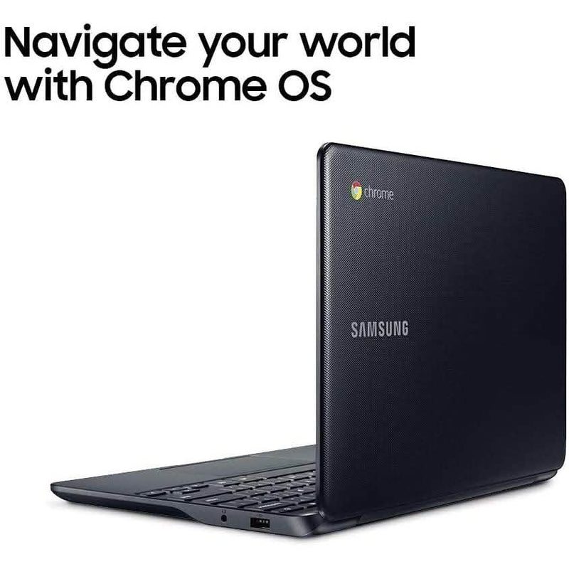 View from behind of a Samsung 11.6" Chromebook XE500C13 Series 3 2GB 16GB (Refurbished) over a white background