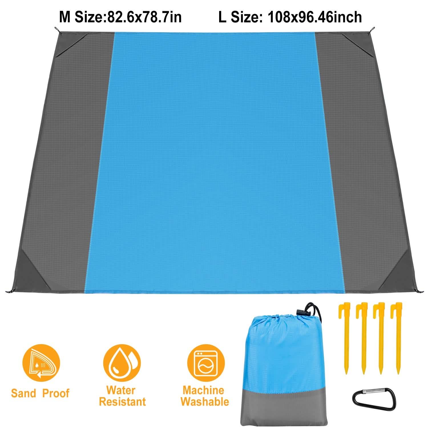 Sand Proof Picnic Blanket with 4 Anchors Sports & Outdoors - DailySale