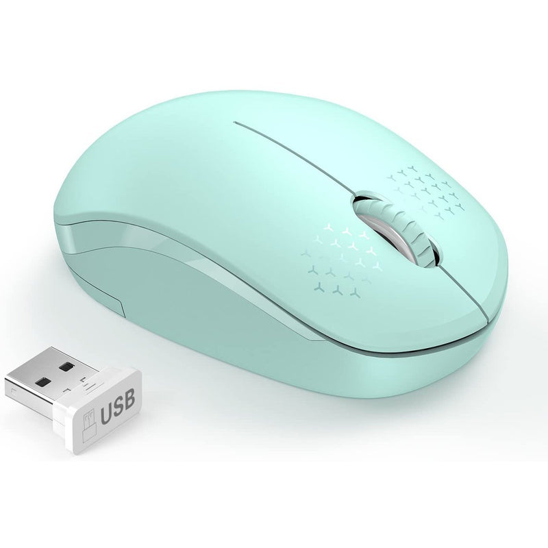 Seenda Wireless Mouse, 2.4G Noiseless Mouse with USB Receiver Portable Computer Accessories Green - DailySale
