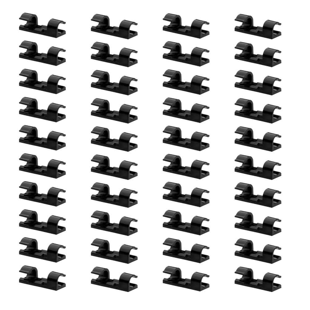 Self-Adhesive Wire Organizer Line Cable Plastic Clips Everything Else Black 40-Pieces - DailySale