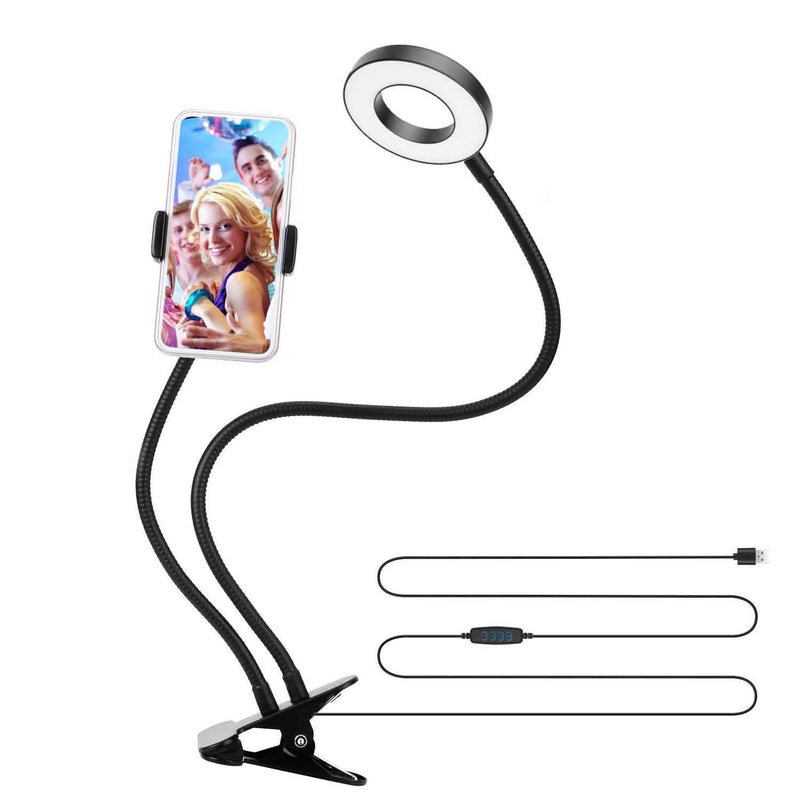 Selfie Ring with Phone Holder Clamp Mobile Accessories - DailySale