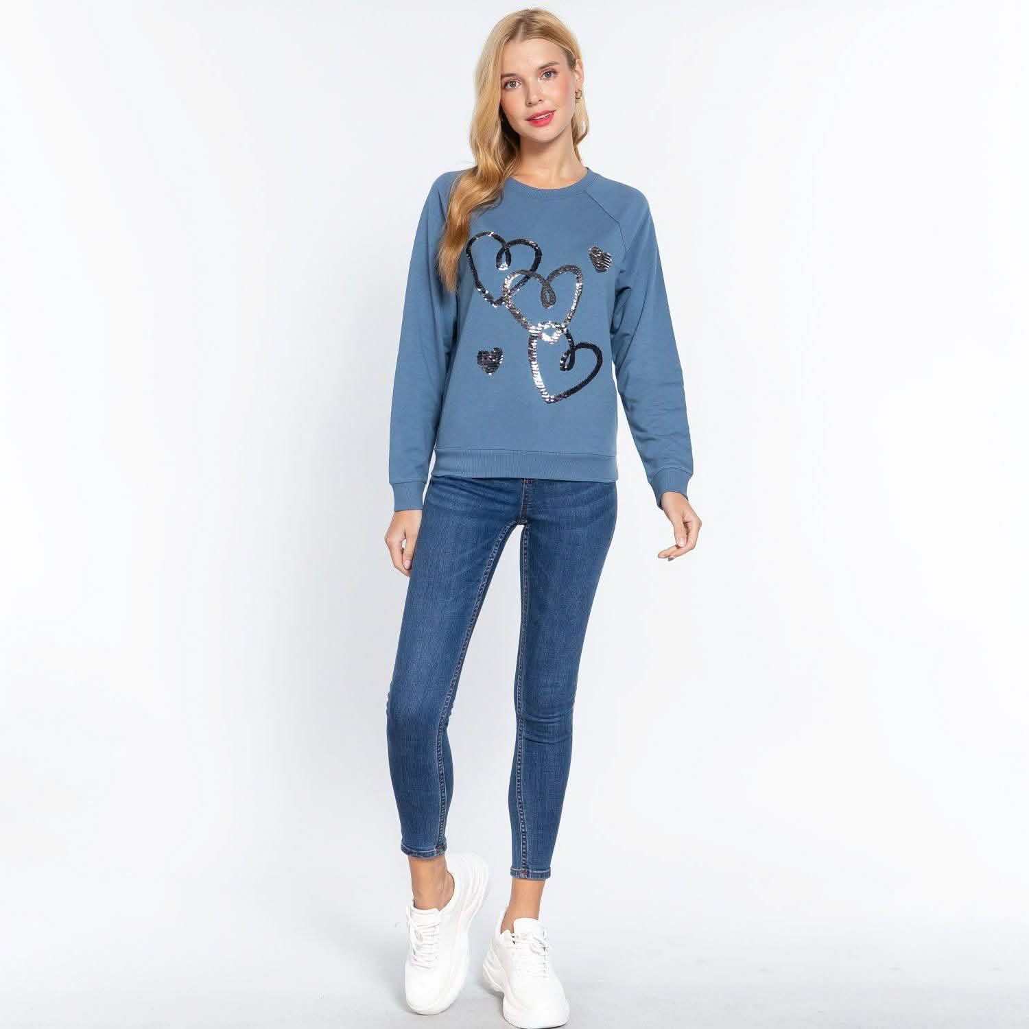 Sequins French Terry Pullover Top Women's Tops - DailySale