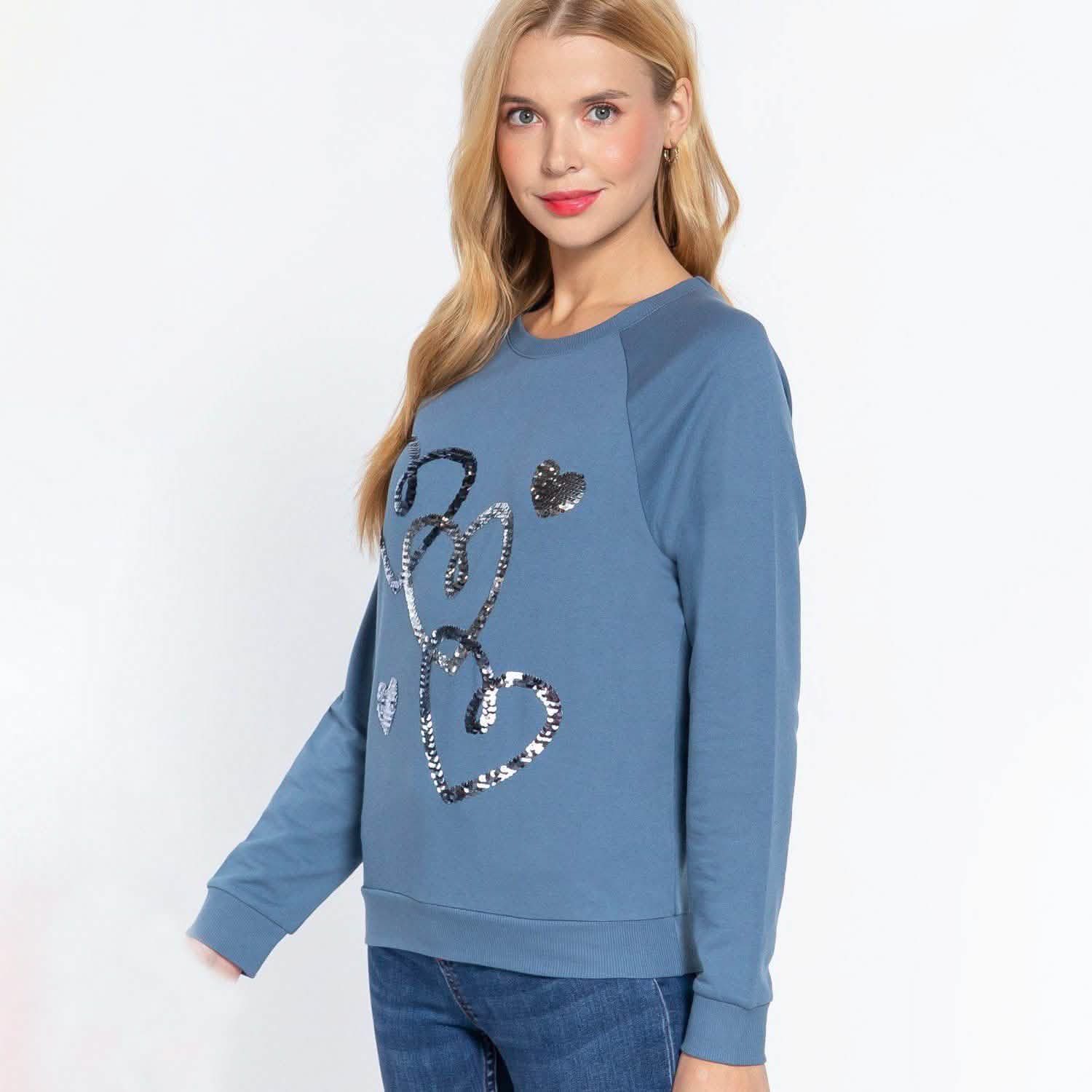 Sequins French Terry Pullover Top Women's Tops - DailySale