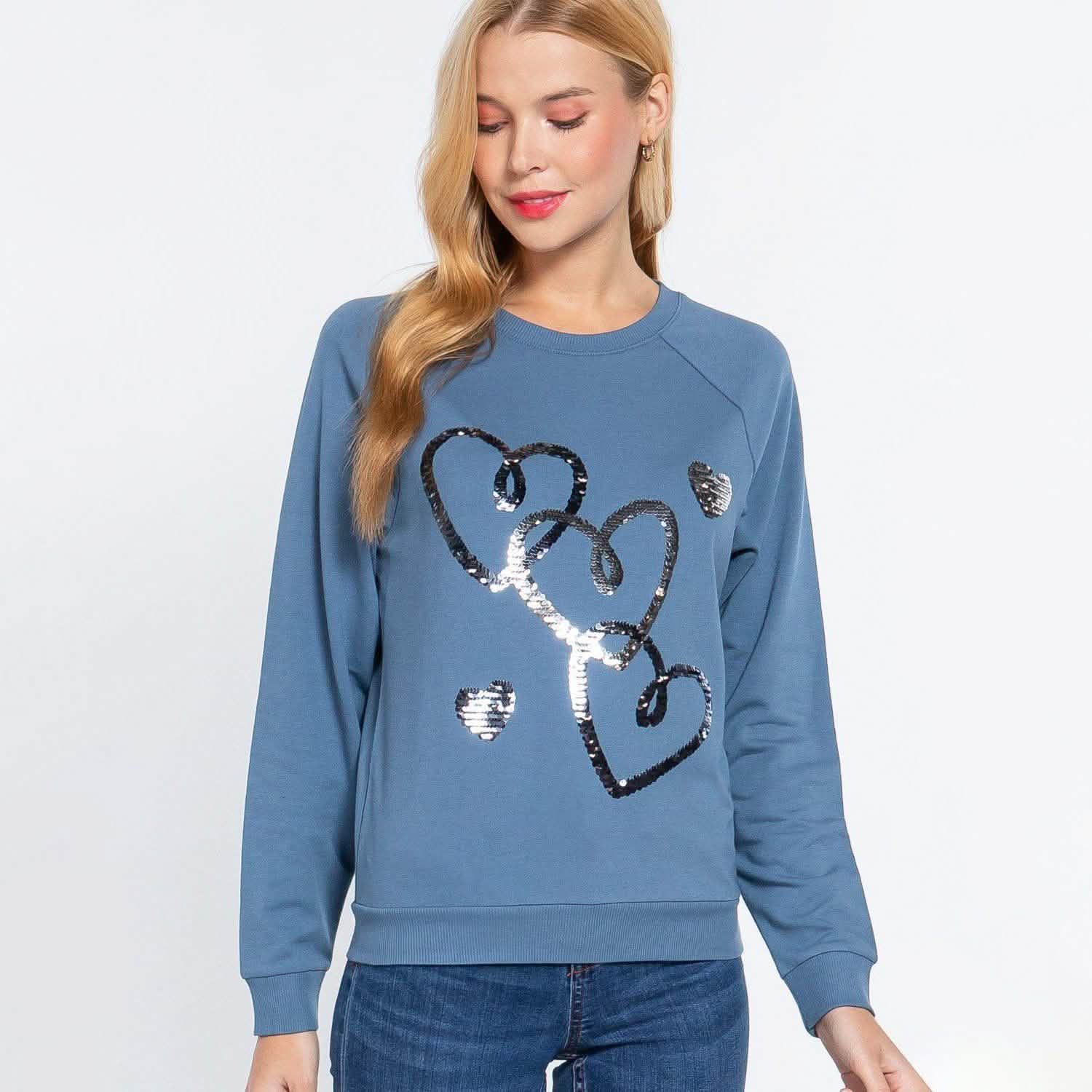 Sequins French Terry Pullover Top Women's Tops S - DailySale