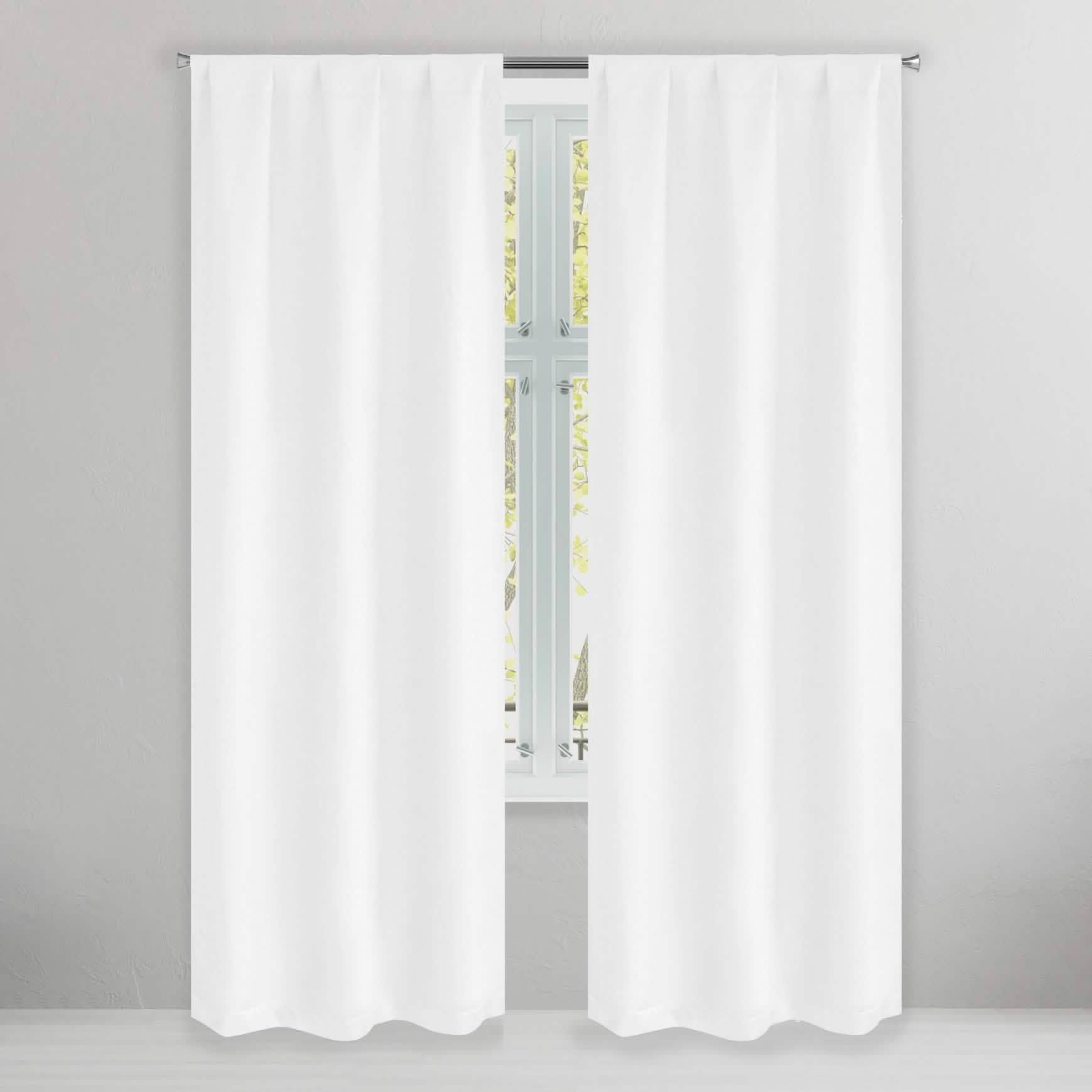 Set of 2: Brushed Textured Blackout Thermal Window Curtain Pair Panel Furniture & Decor White 38" X 84" - DailySale