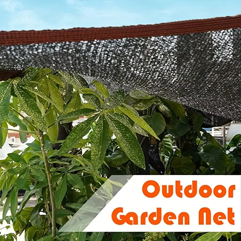 Shade Cloth Outdoor Sun Shade With Grommets shown in outdoor use
