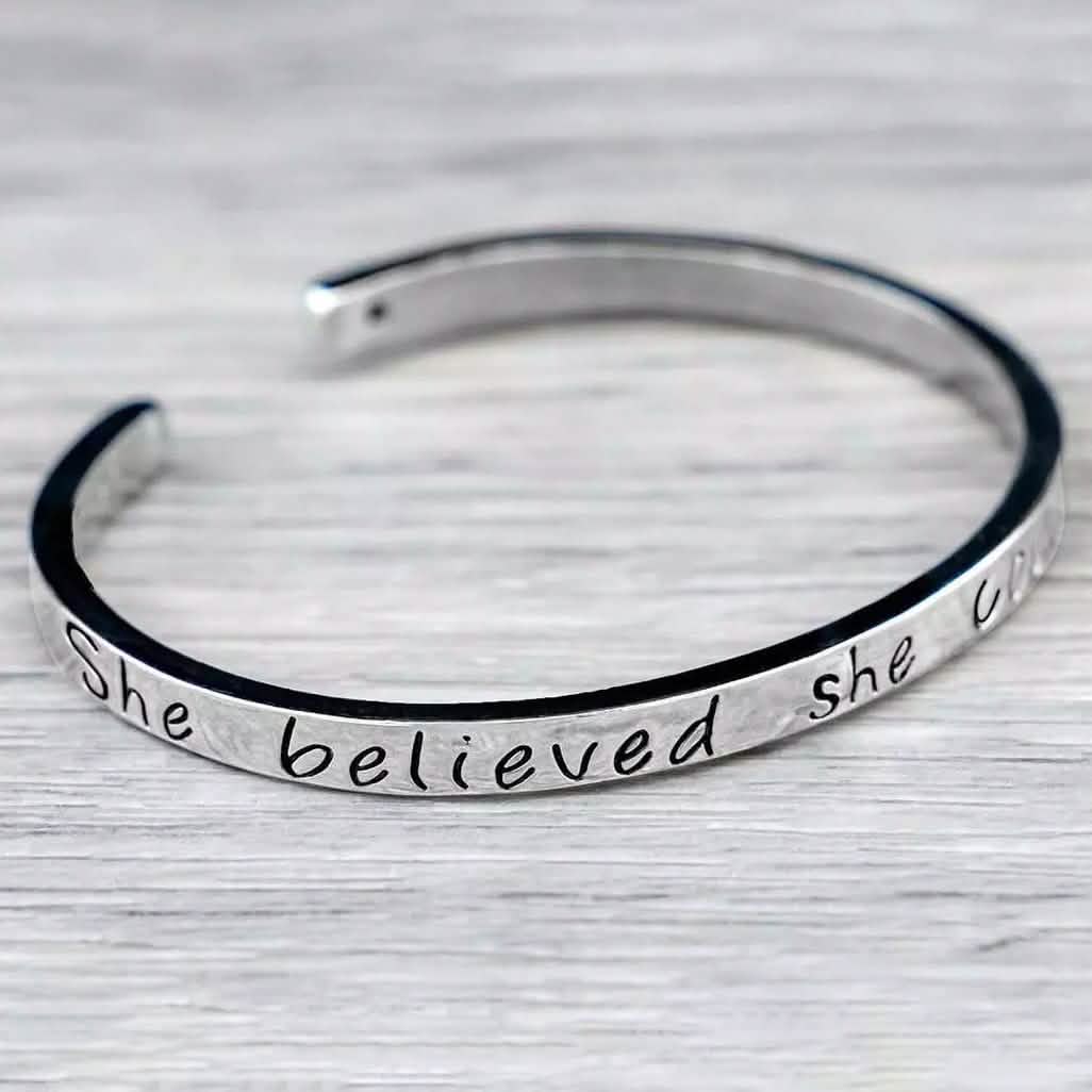 "She believed she could so she did" Inspirational Cuff Bracelet Bracelets - DailySale