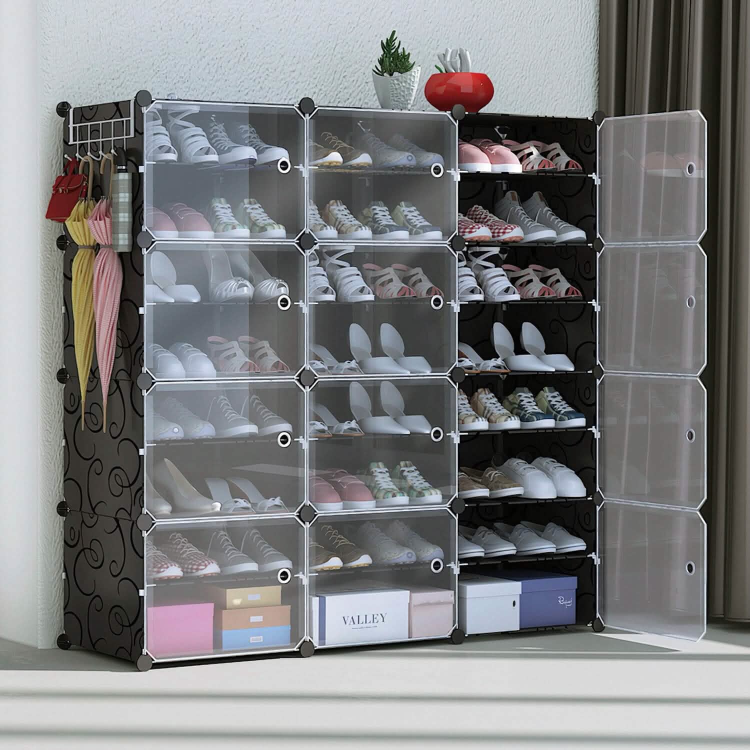 Shoe Rack Organizer with Transparent Doors Closet & Storage - DailySale