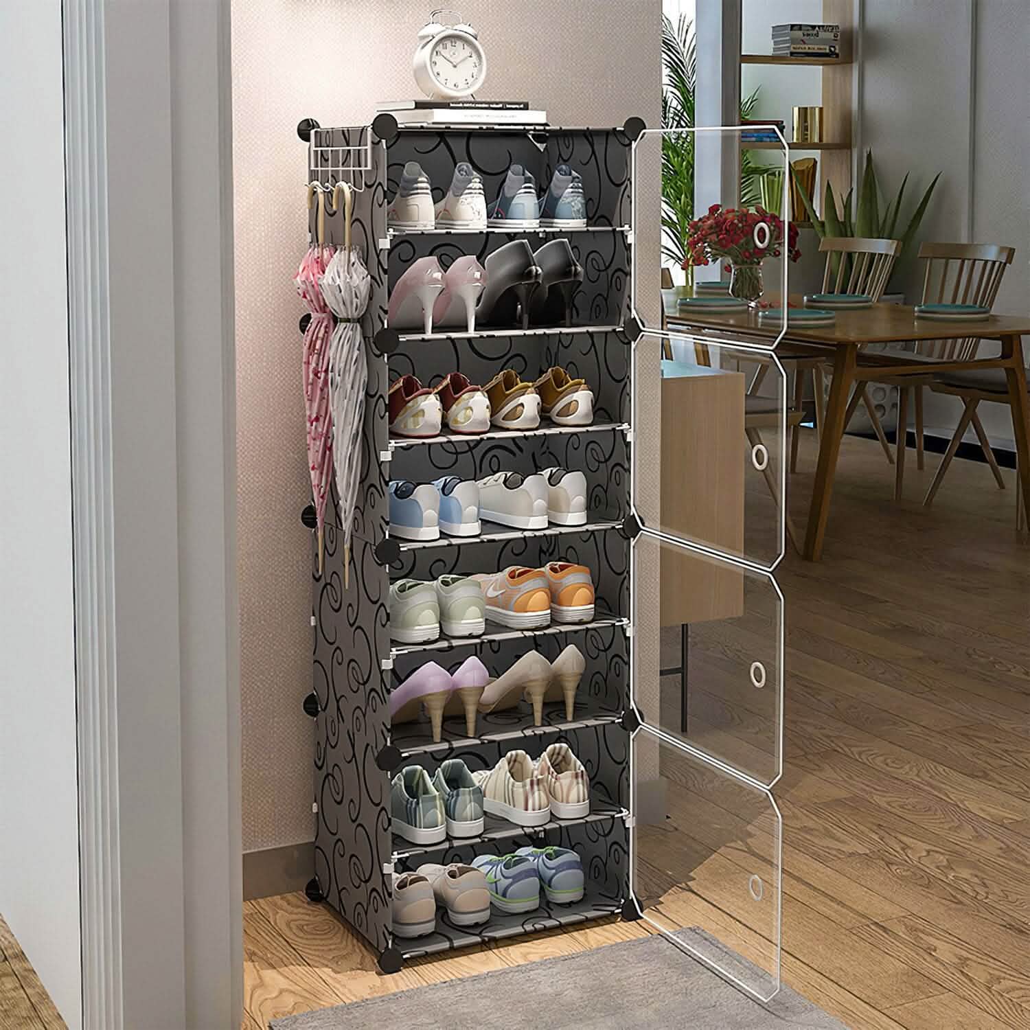 Shoe Rack Organizer with Transparent Doors Closet & Storage - DailySale