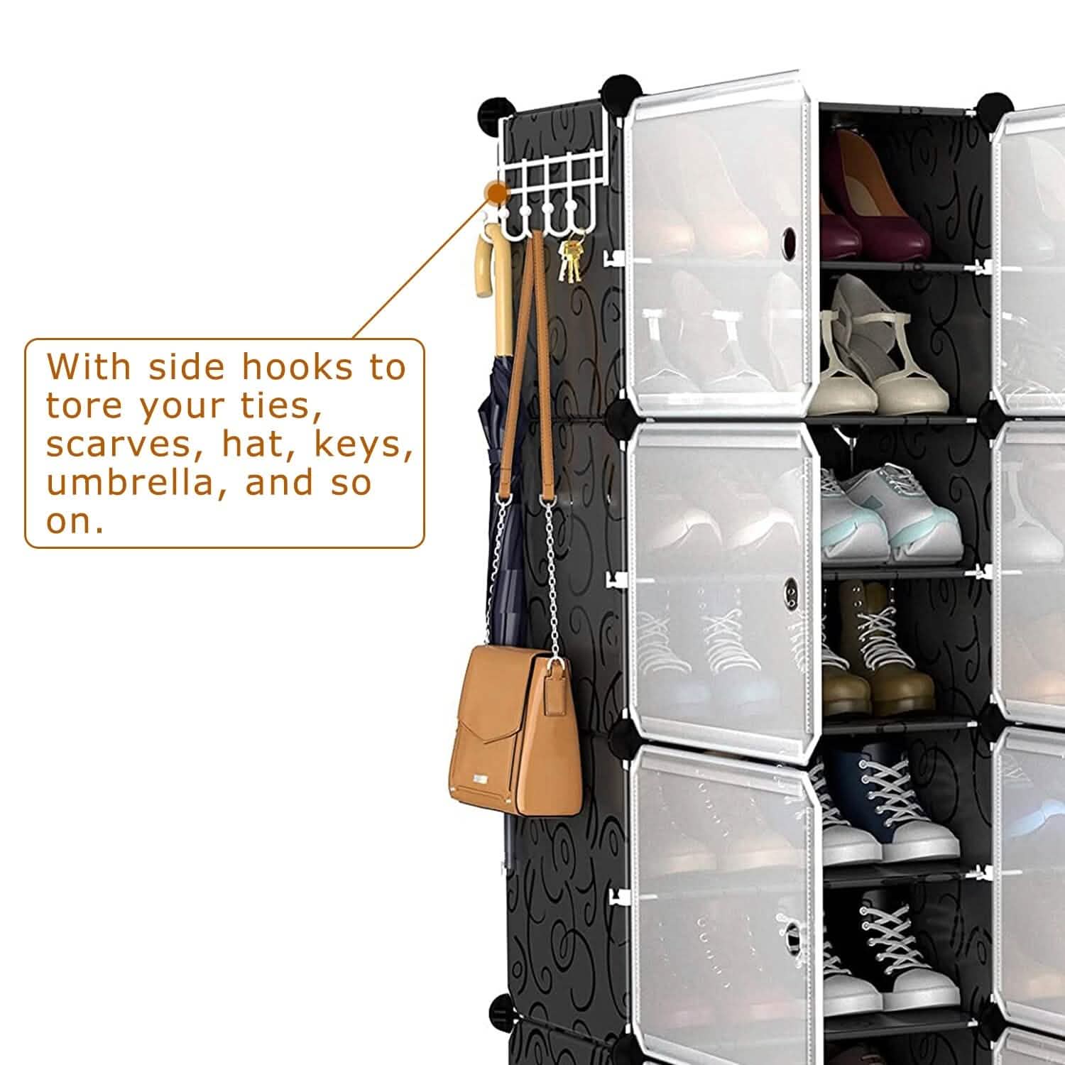 Shoe Rack Organizer with Transparent Doors Closet & Storage - DailySale