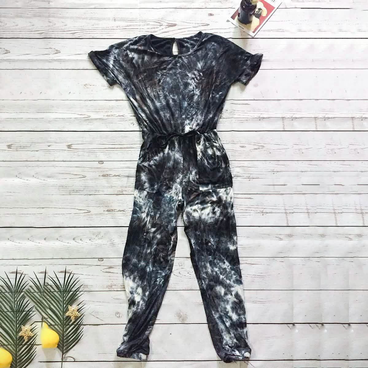 Short Sleeve Jumpsuit Women's Clothing S Gray - DailySale
