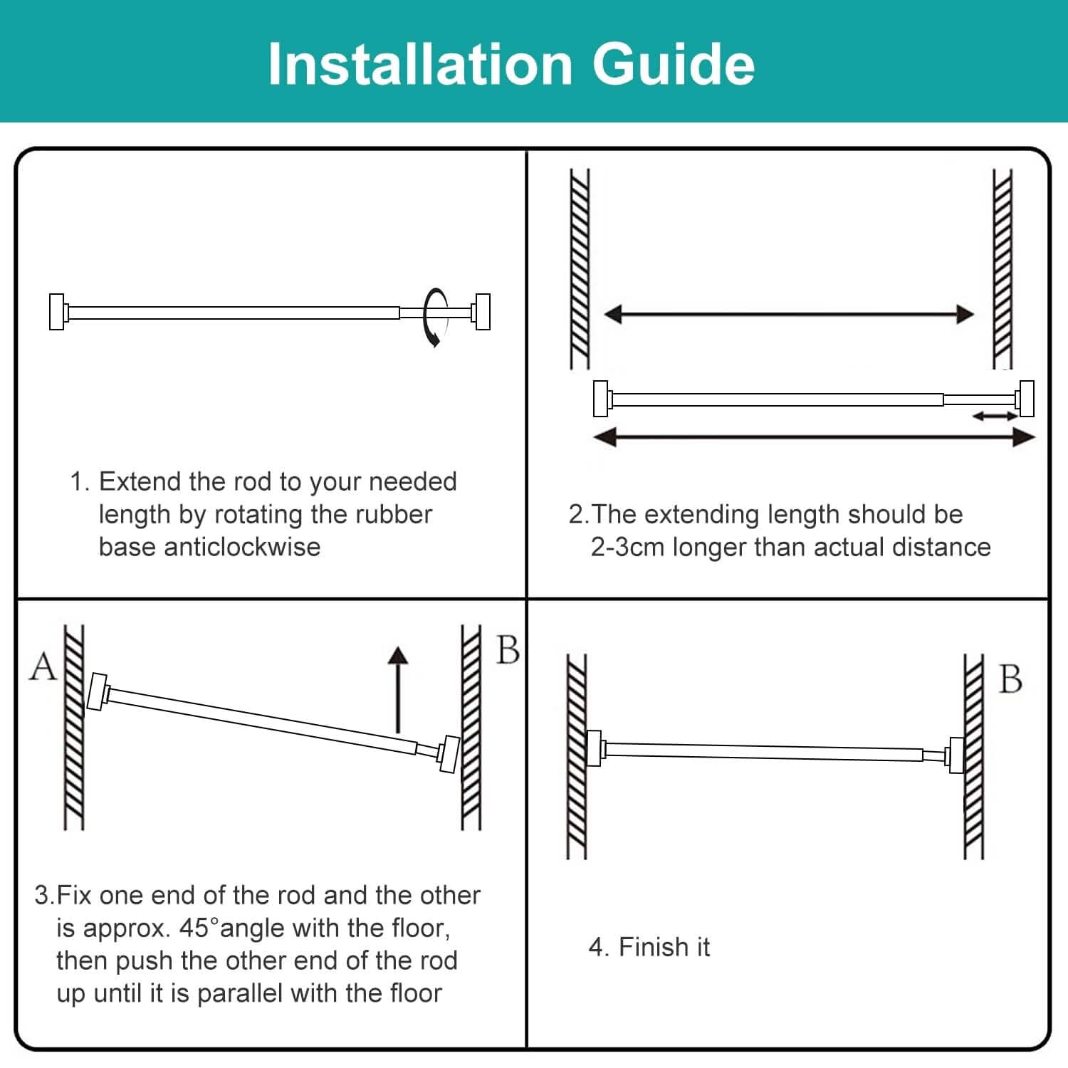 Shower Curtain Rod Adjustable Tension Furniture & Decor - DailySale
