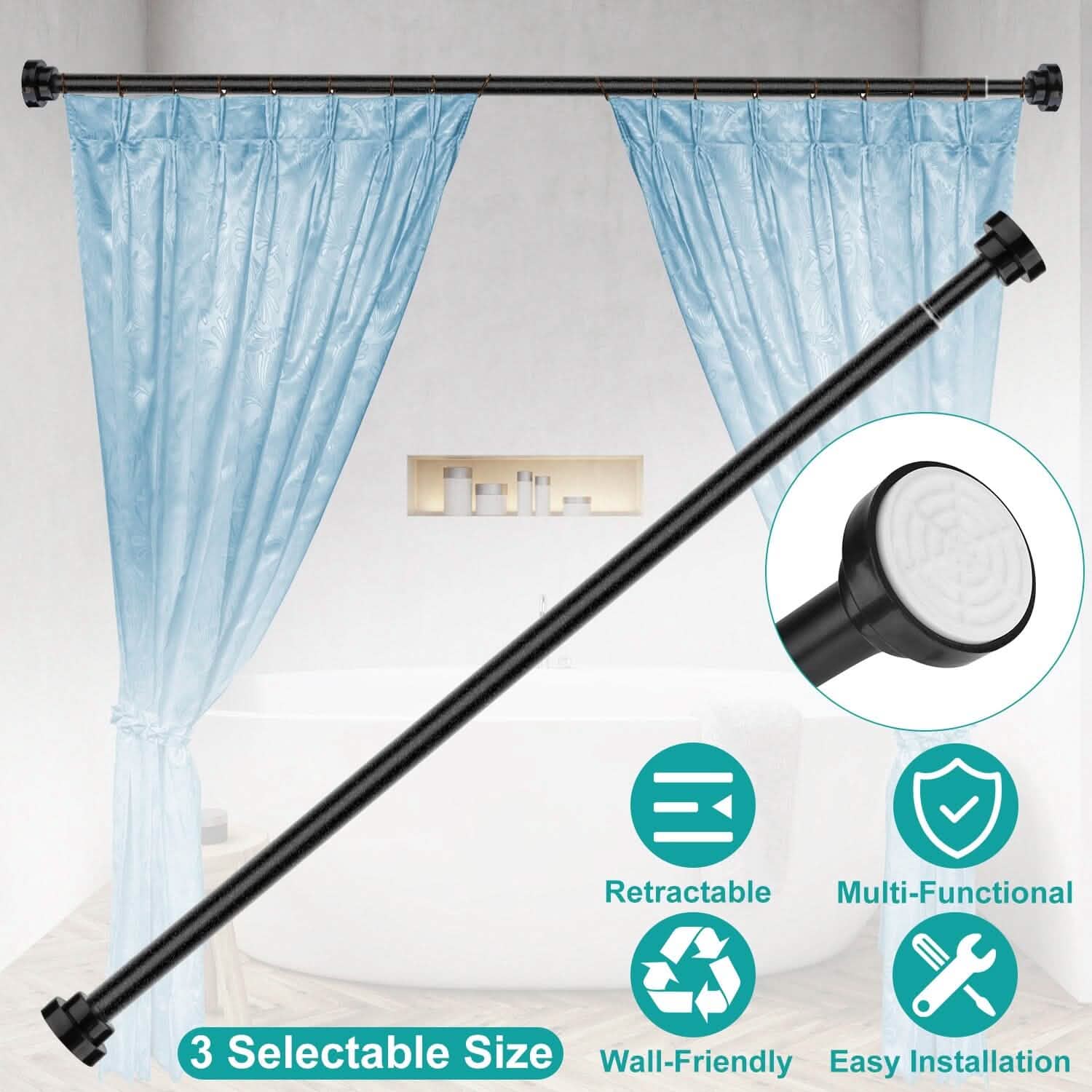 Shower Curtain Rod Adjustable Tension Furniture & Decor - DailySale