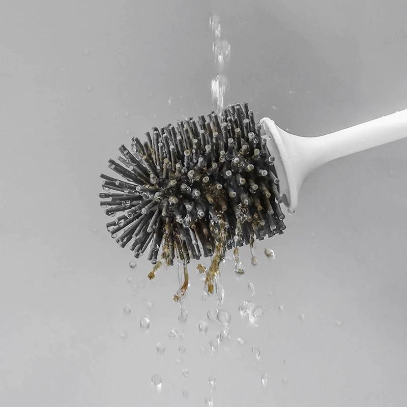 Silicone Head Toilet Brush Quick Draining Clean Tool Bath - DailySale