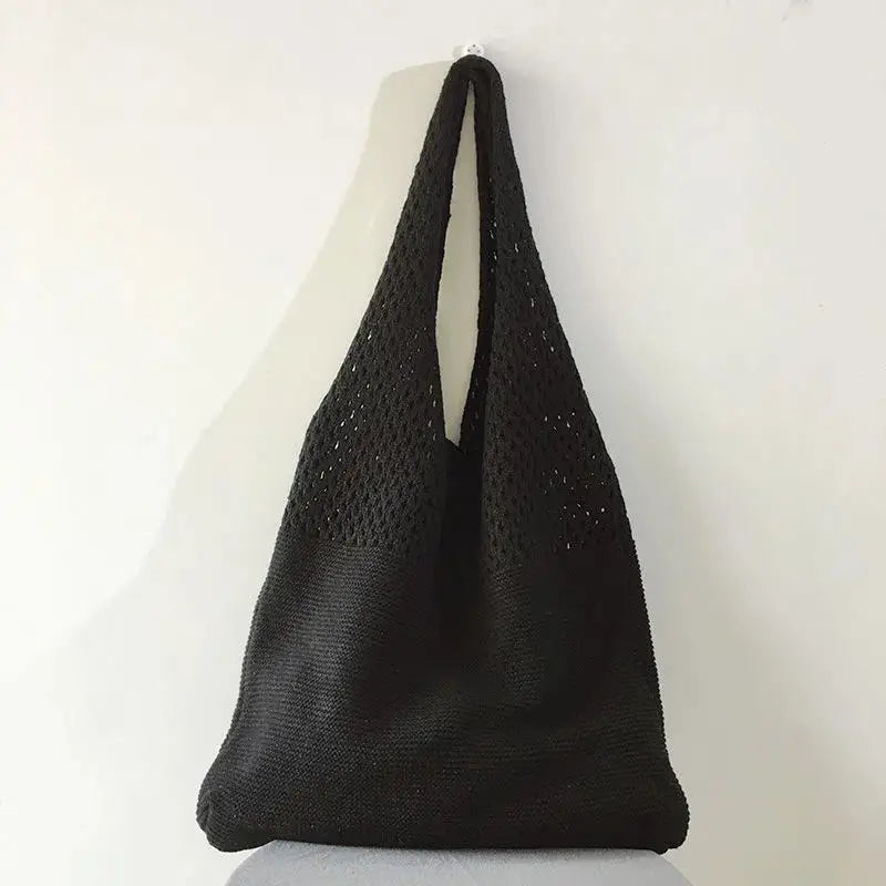 Simple Retro Hollow Crochet Bag Bags & Travel Black - DailySale