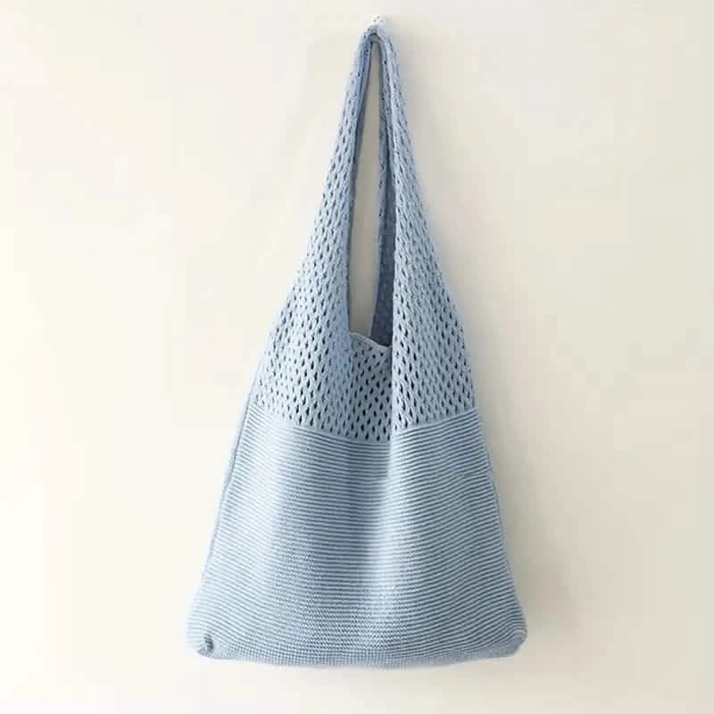 Simple Retro Hollow Crochet Bag Bags & Travel Light Blue - DailySale