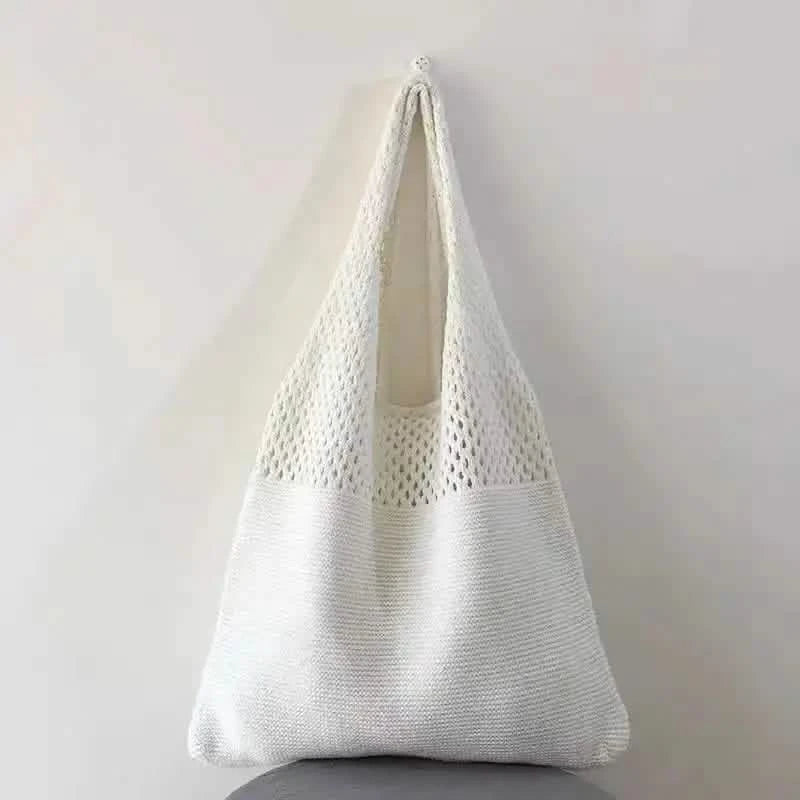 Simple Retro Hollow Crochet Bag Bags & Travel White - DailySale