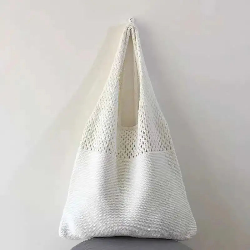Simple Retro Hollow Crochet Bag Bags & Travel White - DailySale