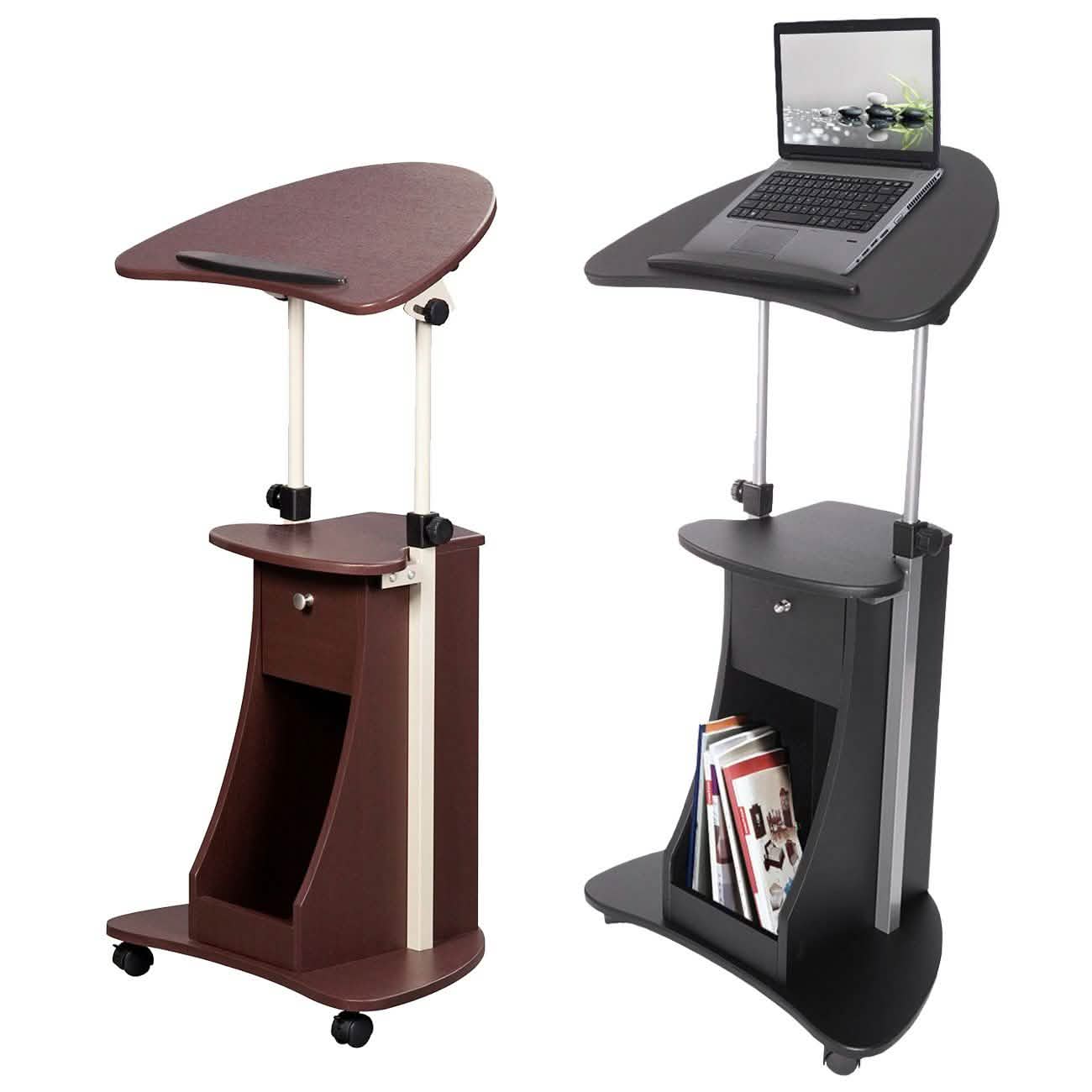 Sit-to-Stand Rolling Adjustable Laptop Cart with Storage Everything Else - DailySale