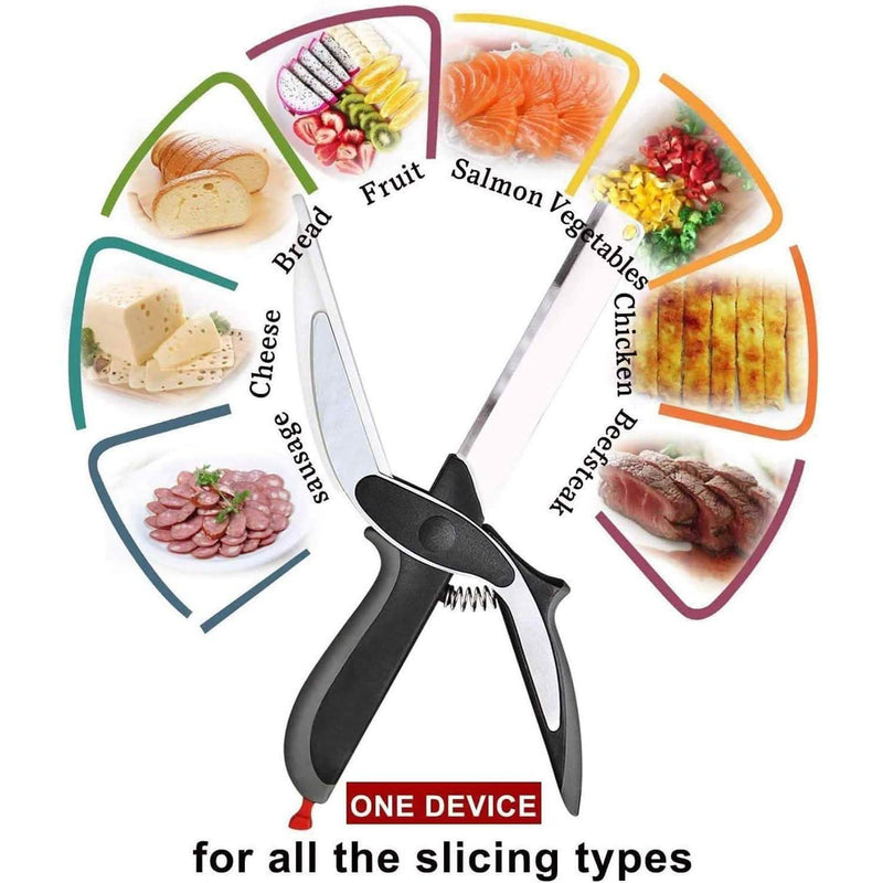 SKEMIX Kitchen Food Scissors, Food Cutter Chopper Clever Stainless Steel Knife with Cutting Board Kitchen & Dining - DailySale