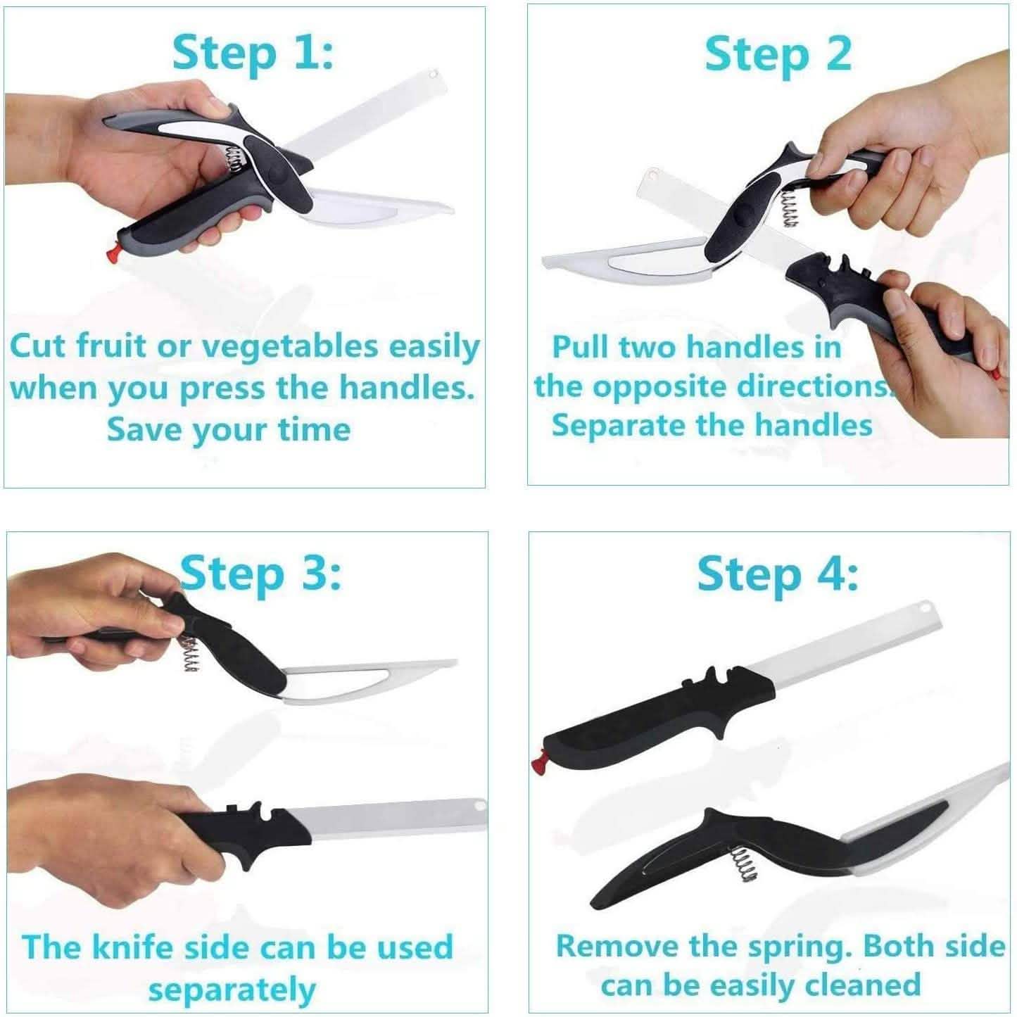 SKEMIX Kitchen Food Scissors, Food Cutter Chopper Clever Stainless Steel Knife with Cutting Board Kitchen & Dining - DailySale