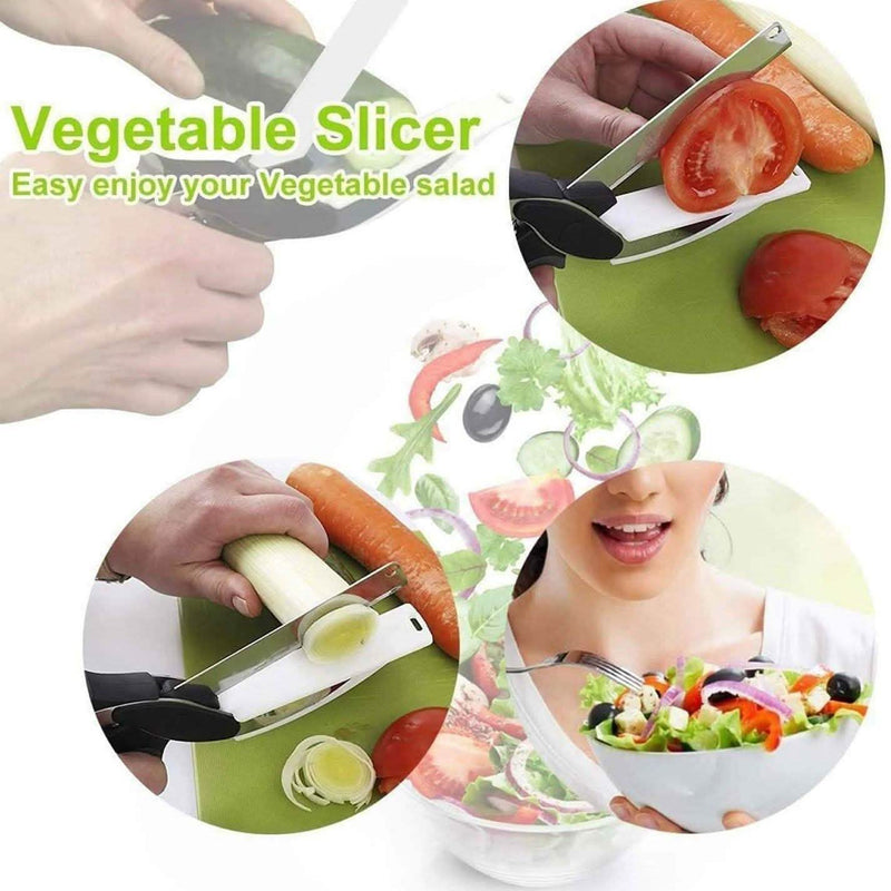 SKEMIX Kitchen Food Scissors, Food Cutter Chopper Clever Stainless Steel Knife with Cutting Board Kitchen & Dining - DailySale